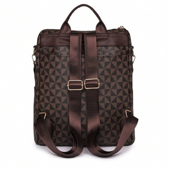 Large Capacity Backpack/Shoulder Bag Diamond Grid Design Bag - Picture 6 of 8